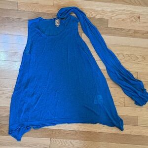 Kasper Turquoise Knit Top w Attached Scarf XL Lightweight Sweater Tunic